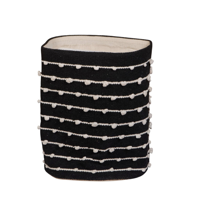 Black & Cream Cotton Knot Weave Basket by Studio Vastu