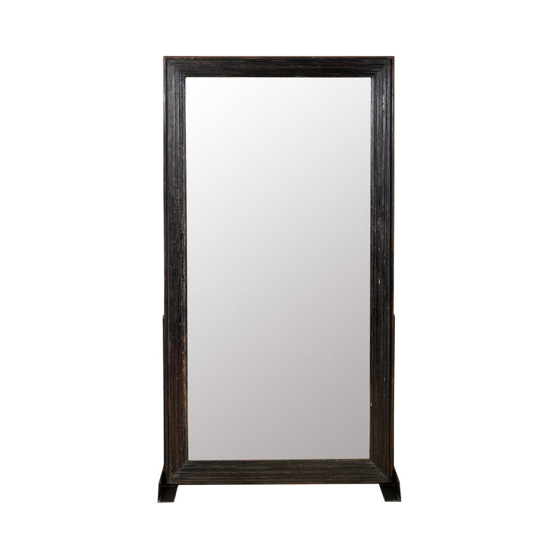 Blackened Wood and Iron Floor Mirror by Studio Vastu