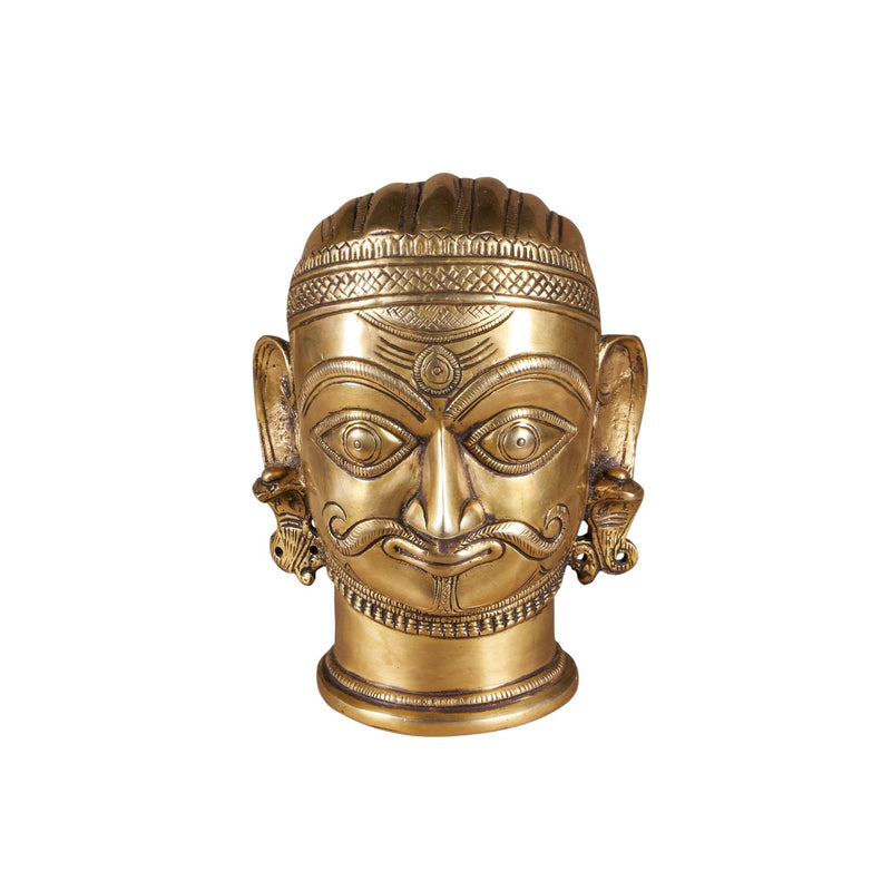 Brass Bhairava Folk Deity Bust by Studio Vastu