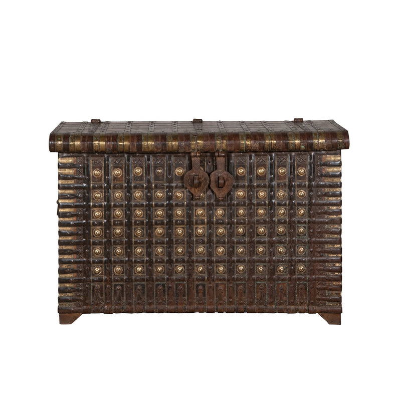 Brass-Studded Iron-Bound Vintage Trunk by Studio Vastu