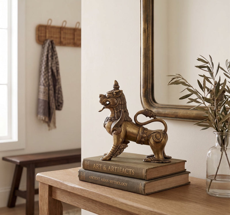 Brass Temple Guardian Lion by Studio Vastu