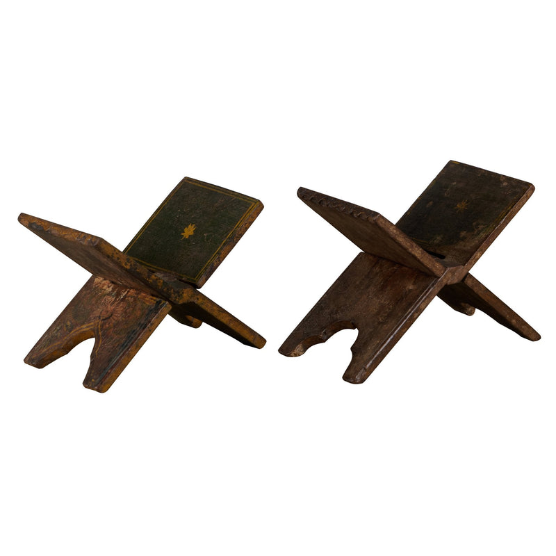 Carved Hardwood Folding Rehal Book Stand by Studio Vastu