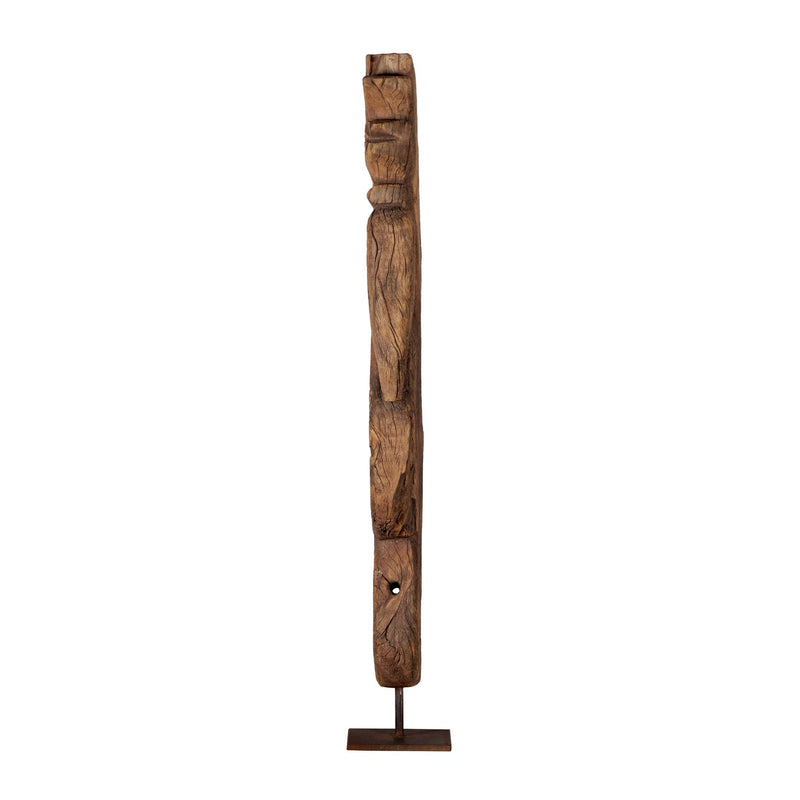 Carved Wood Folk Art Fragment on Iron Stand by Studio Vastu