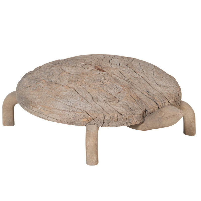 Carved Wood Tortoise Bajot by Studio Vastu