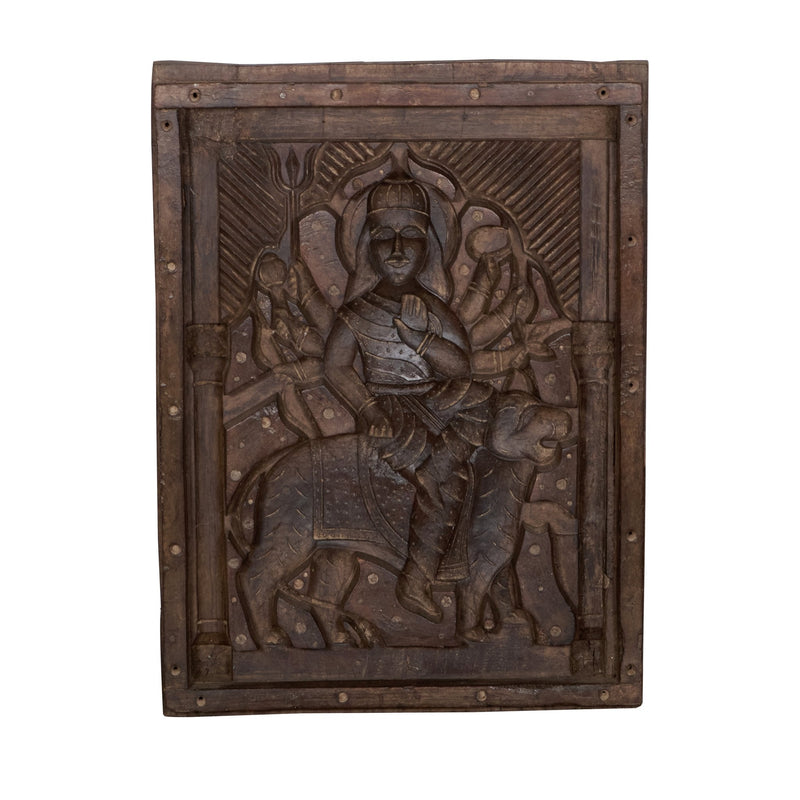 Carved Wooden Deity Relief Panel by Studio Vastu