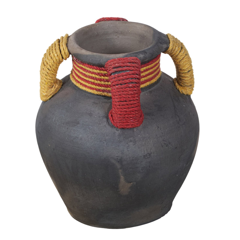 Charcoal Clay Rope-Wrapped Vase by Studio Vastu