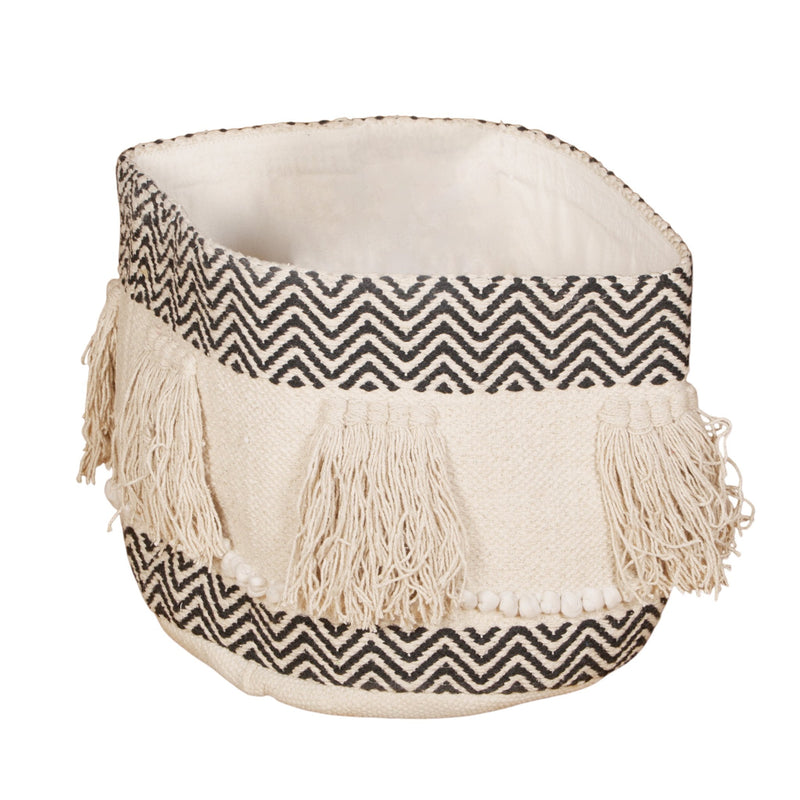 Chevron Tassel Cotton Basket by Studio Vastu