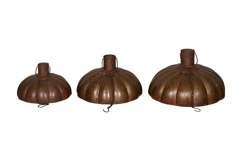 Copper-Finish Scalloped Iron Pendants by Studio Vastu