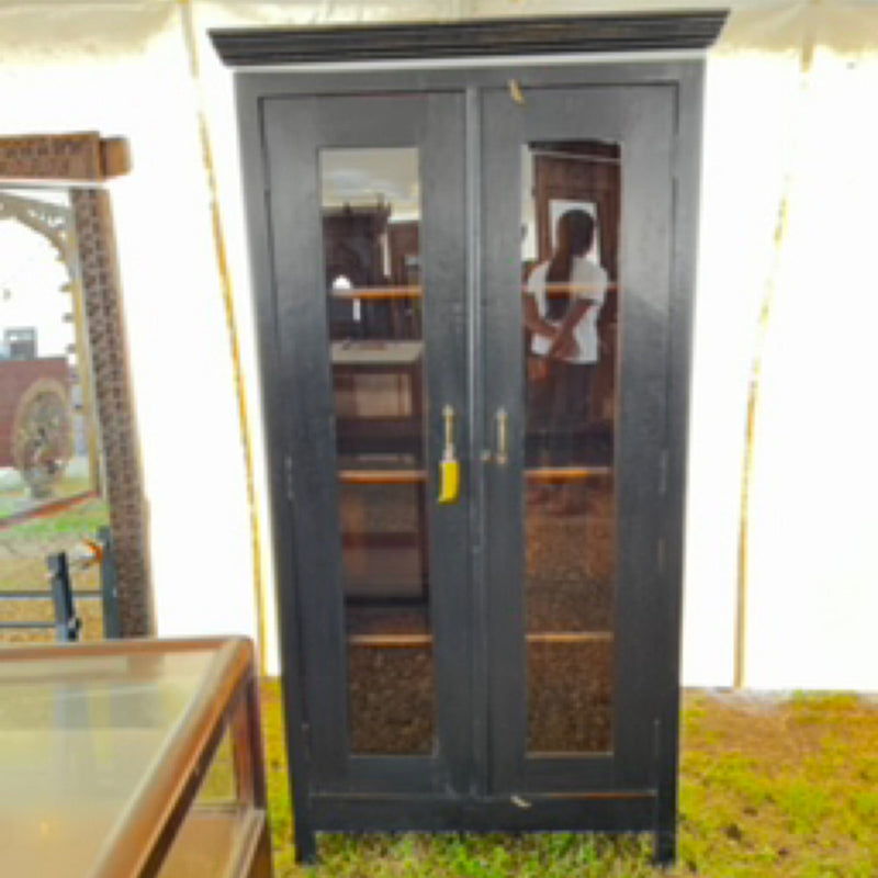 Crackled Black Glass Cabinet by Studio Vastu