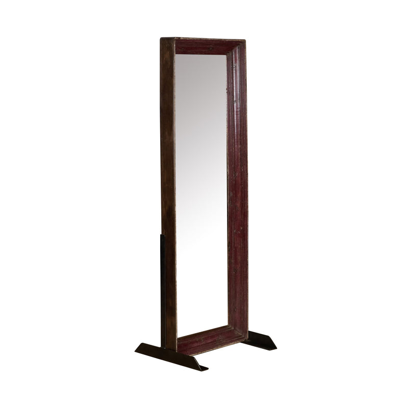 Crimson Wood and Iron Floor Mirror by Studio Vastu