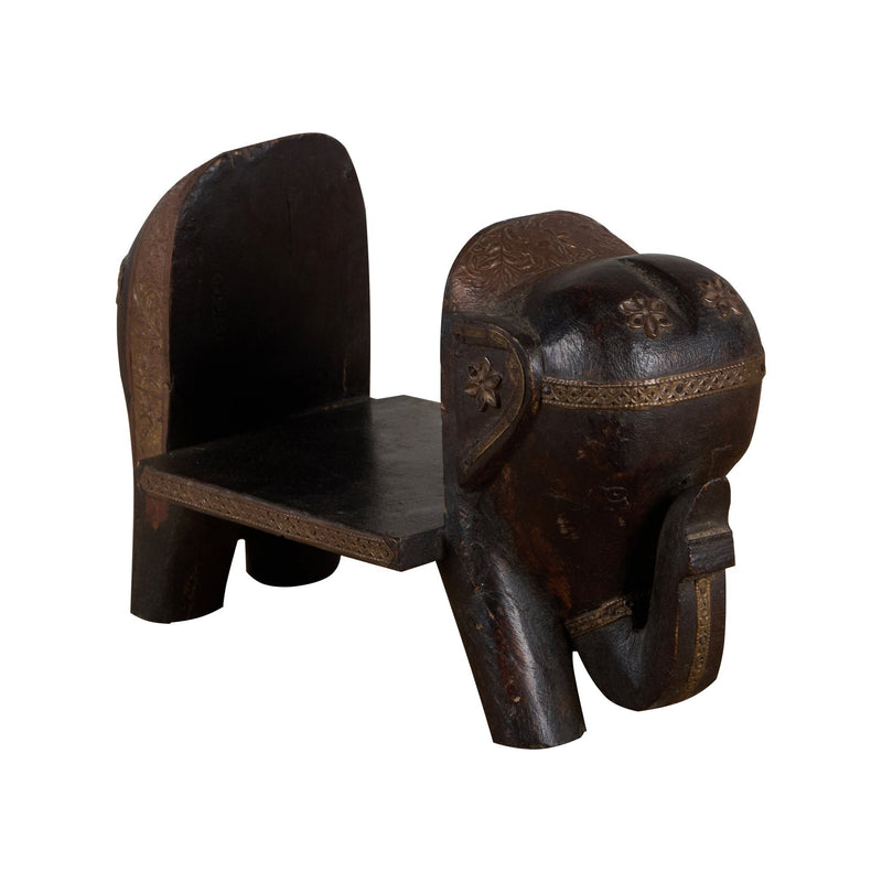 Elephant Brass-Fitted Wood Book Stand by Studio Vastu
