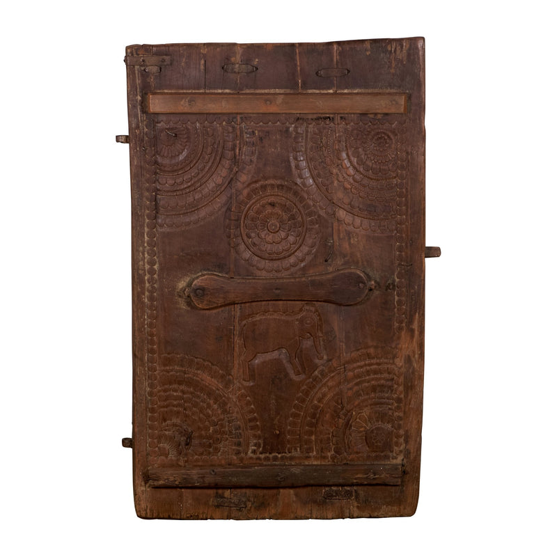 Elephant Motif Vintage Wooden Door Panel by Studio Vastu