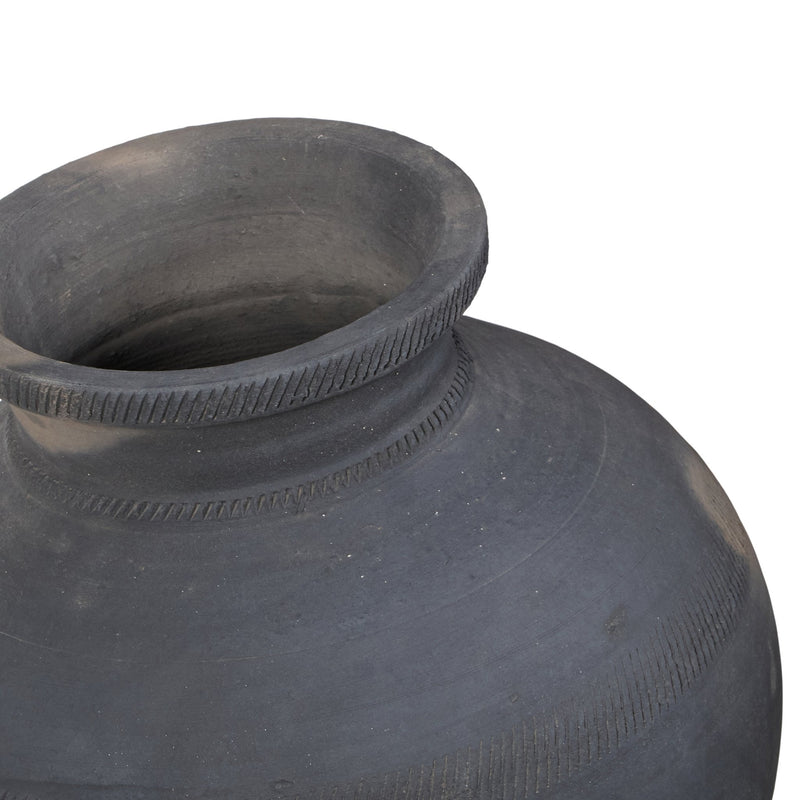 Etched Black Clay Terracotta Vessel by Studio Vastu