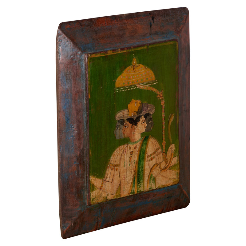 Five-Faced Shiva Hand-Painted Wood Panel by Studio Vastu