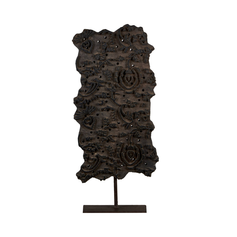 Floral Textile Printing Block on Iron Stand by Studio Vastu