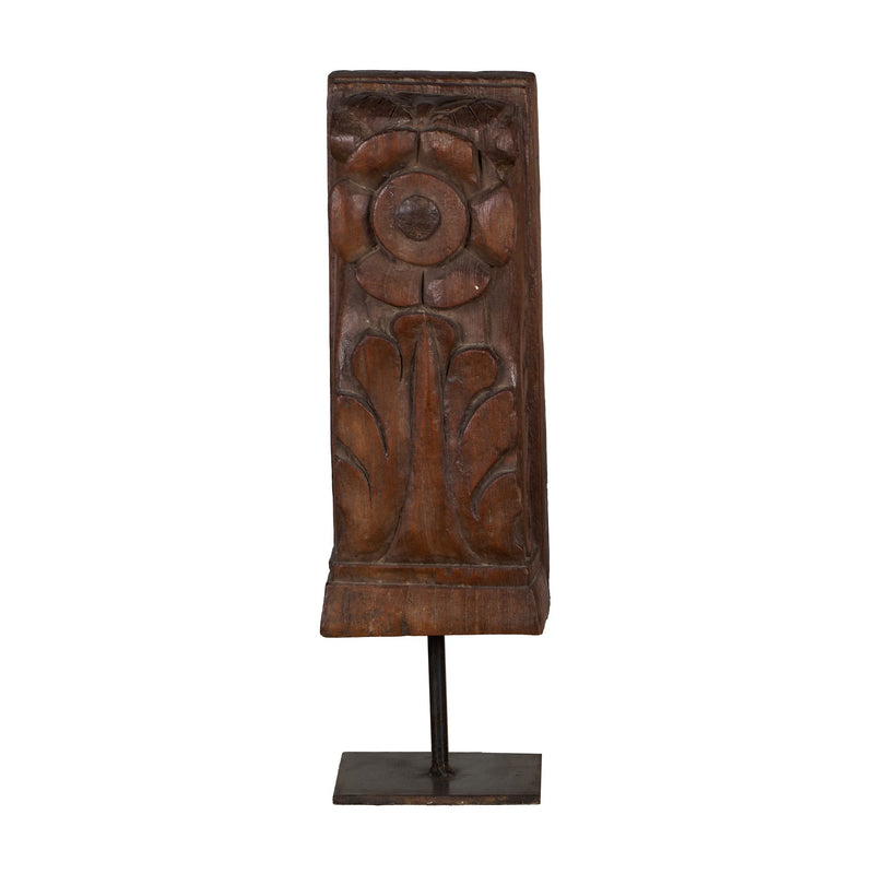 Floral Wood Carving Brackets on Iron Stands by Studio Vastu