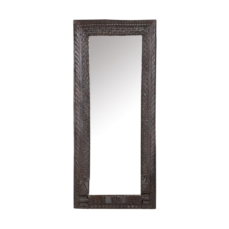Foliate Teak Wood Wall Mirror by Studio Vastu