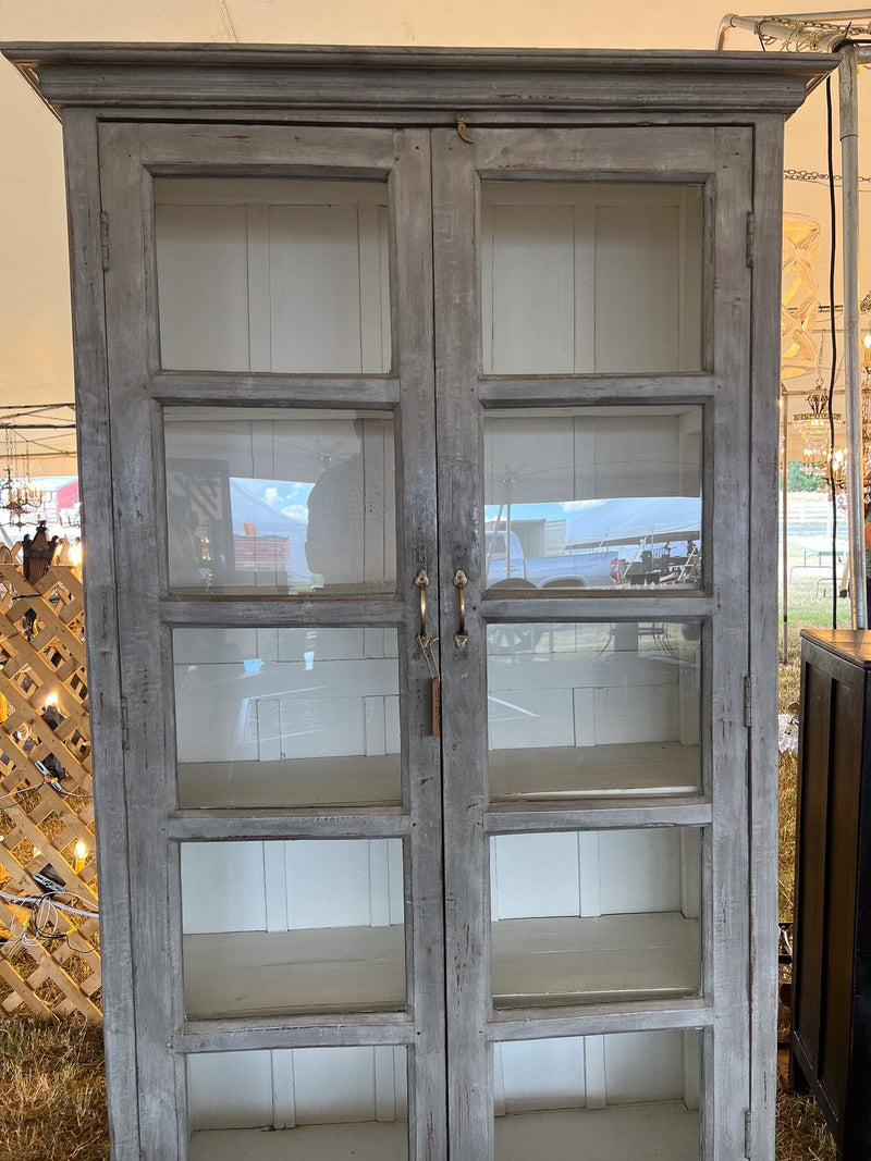 Grey Glass Vintage Display Cabinet by Studio Vastu