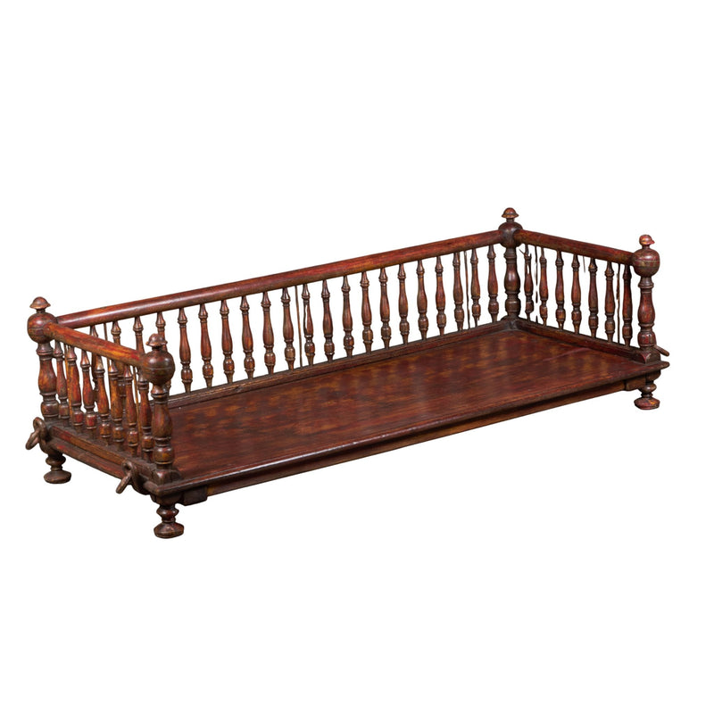 Hand-Turned Teak Indian Jhula Swing by Studio Vastu
