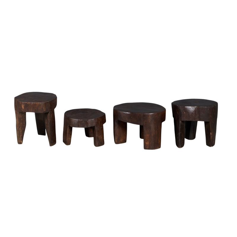 Hardwood Primitive Bajot Stool by Studio Vastu