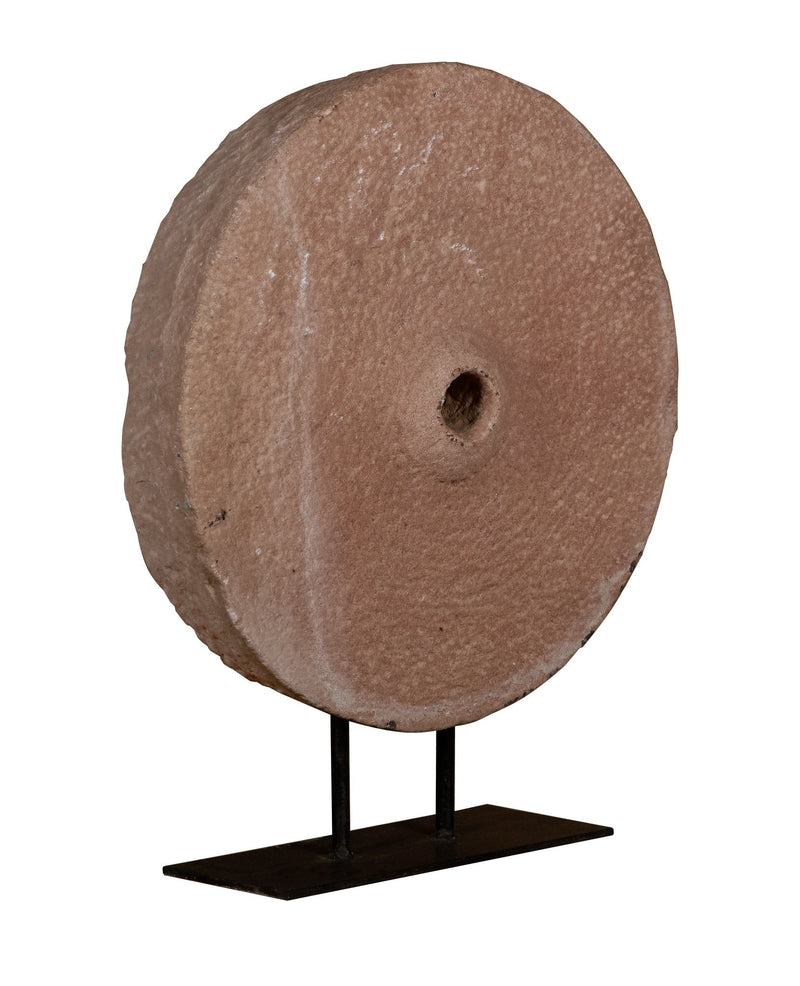 Sandstone Grinding Wheel on Iron Stand by Studio Vastu
