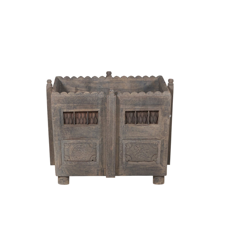 Scalloped Jali Wooden Planter by Studio Vastu