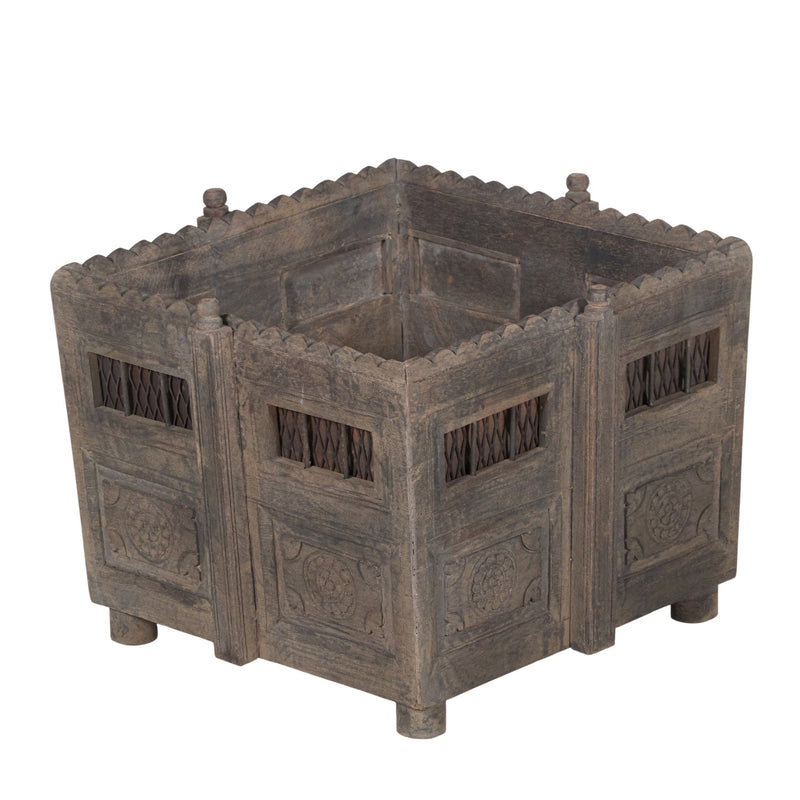 Scalloped Jali Wooden Planter by Studio Vastu