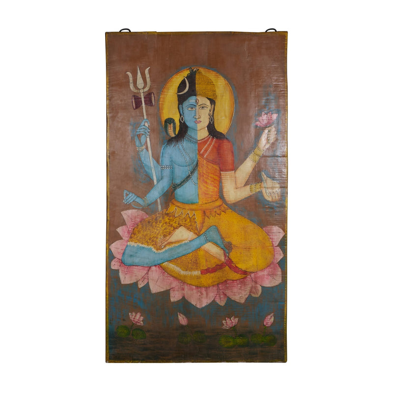 Shiva Shakti Hand-Painted Wooden Panel by Studio Vastu
