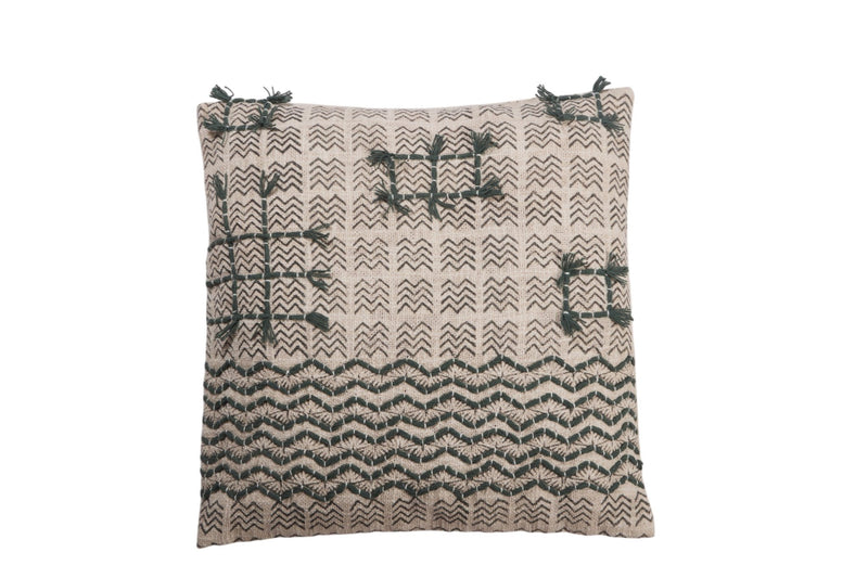 Slate Chevron Tufted Cotton Cushion Cover by Studio Vastu