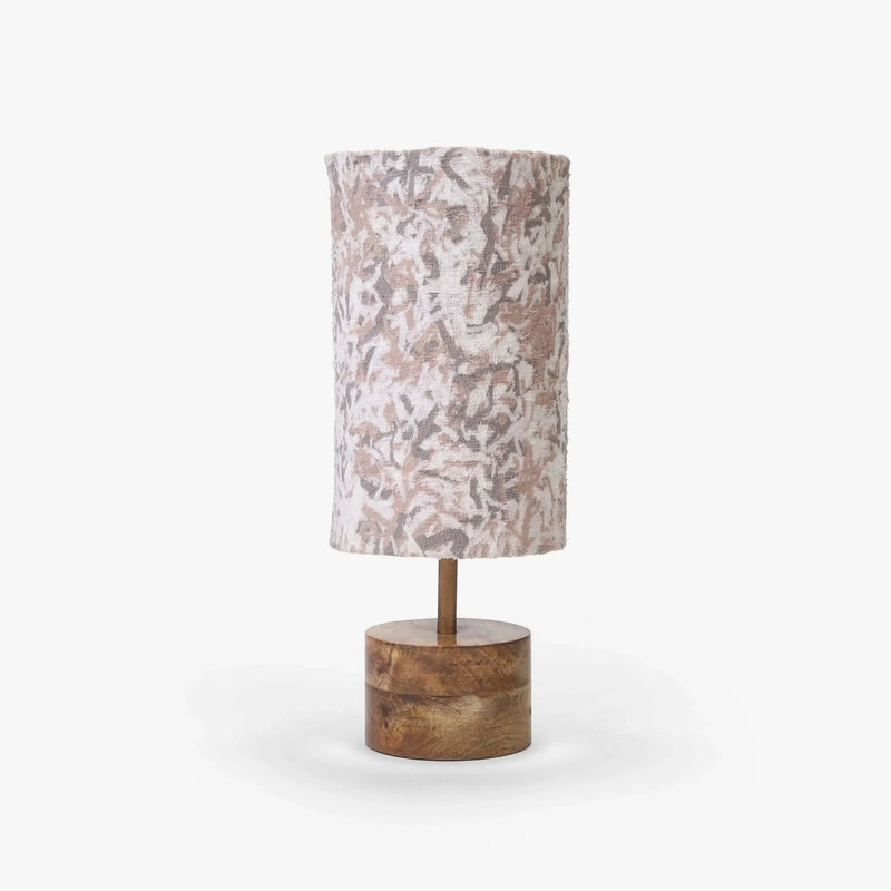 Upcycled Fabric Mango Wood Cylinder Lamp by Studio Vastu