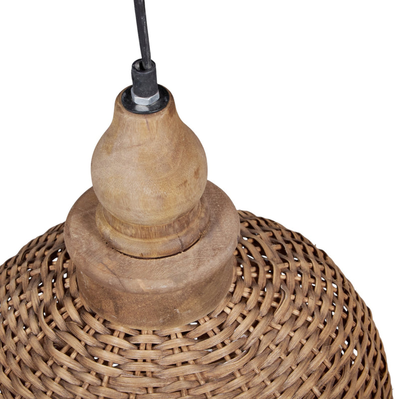 Woven Rattan and Mango Wood Pendant Light by Studio Vastu