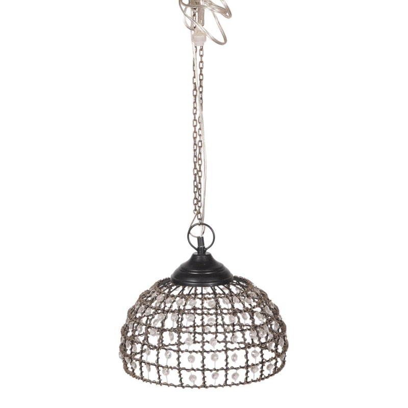 Woven Wire & Crystal Dome Pendant Light by Studio Vastu