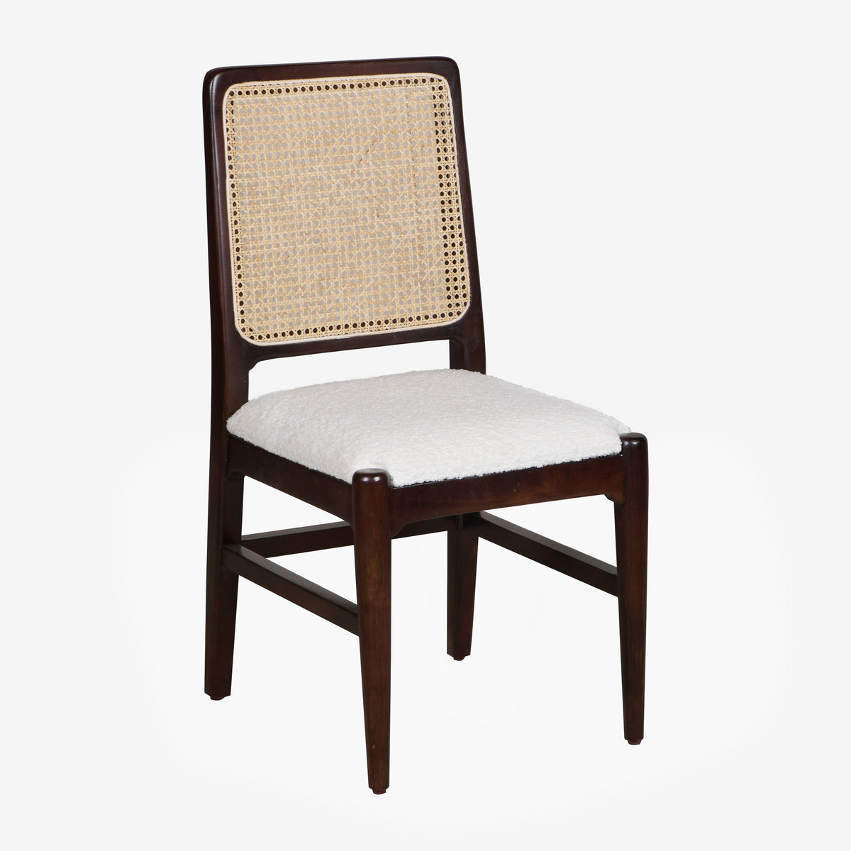 Graphic Face Acacia Wood Bouclé Dining Chair