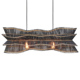Woven Cane Robin Chandelier, Black
