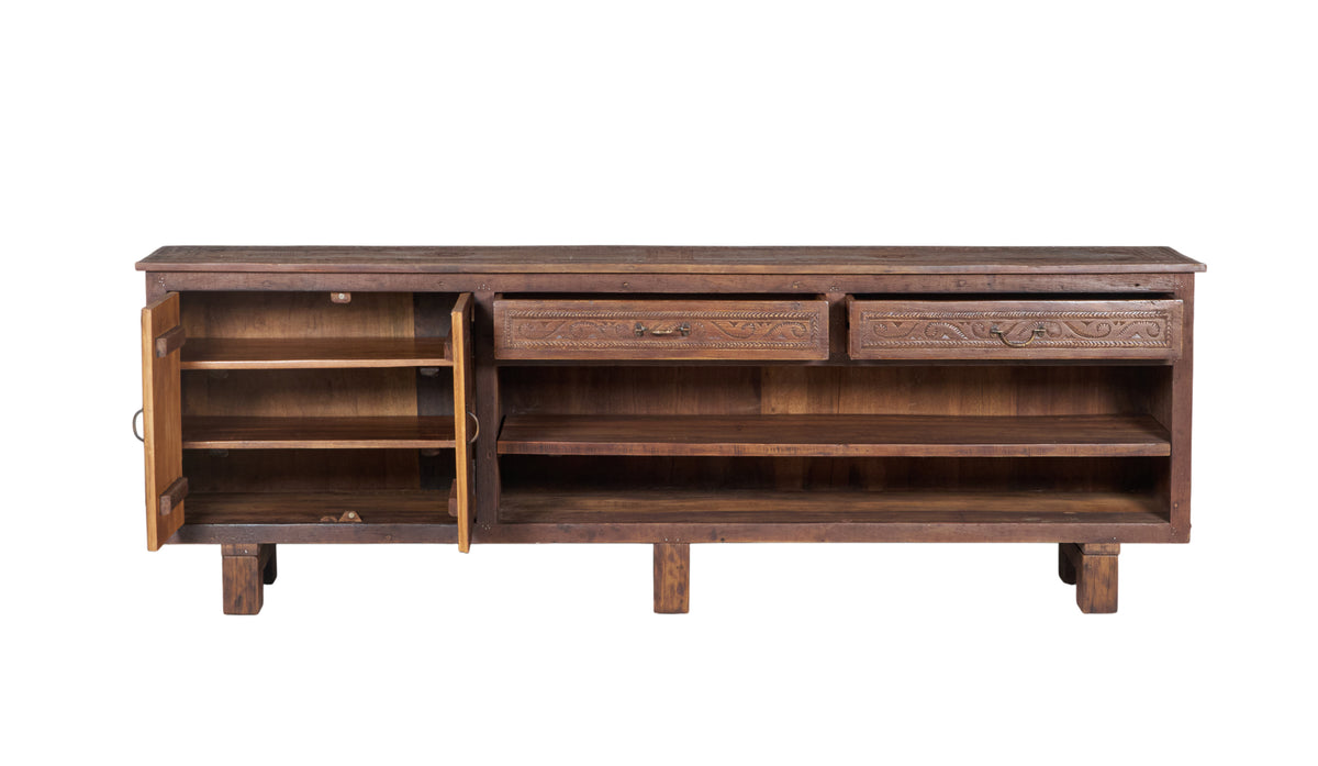 Teak Wood Long TV Console