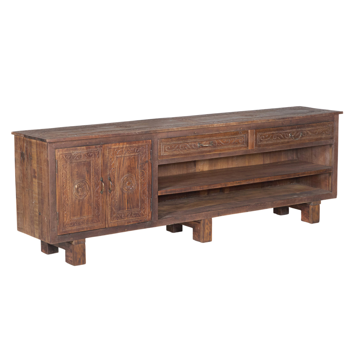 Teak Wood Long TV Console