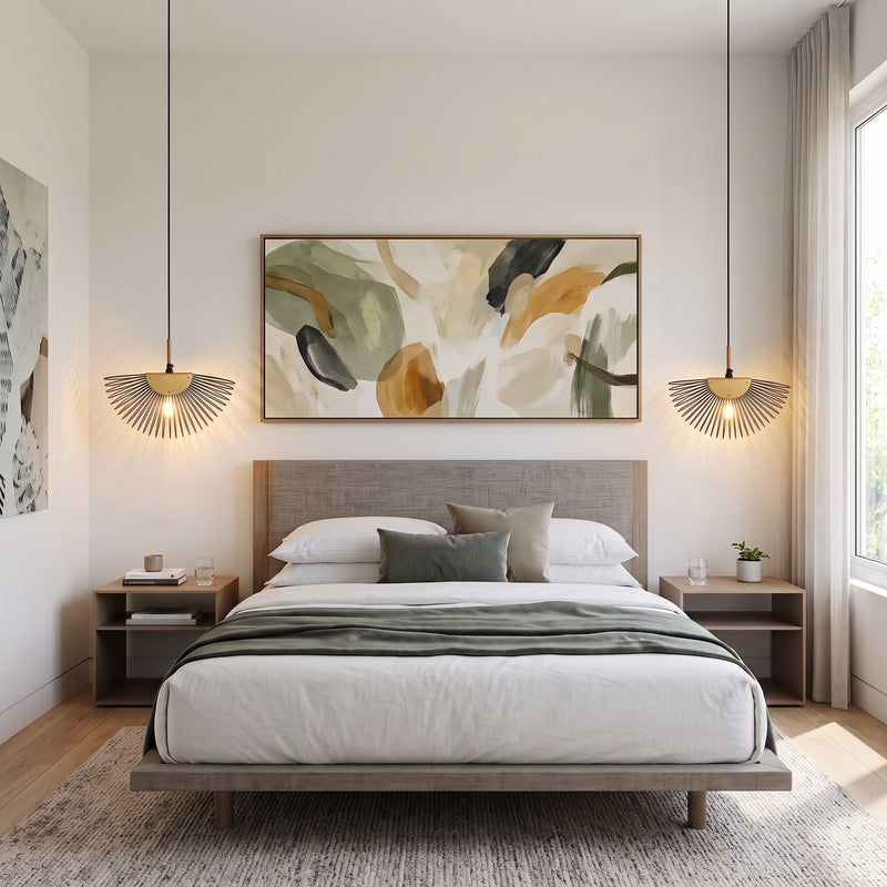 Wire and Brass Fan Pendant Light