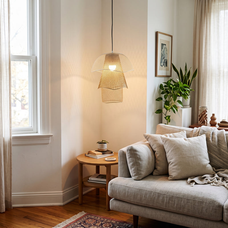 Two-Tone Steel Mesh Tiered Pendant Lamp