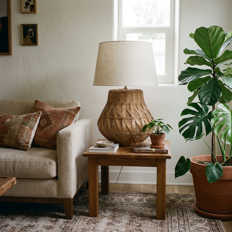 Woven Rattan Vessel Table Lamp