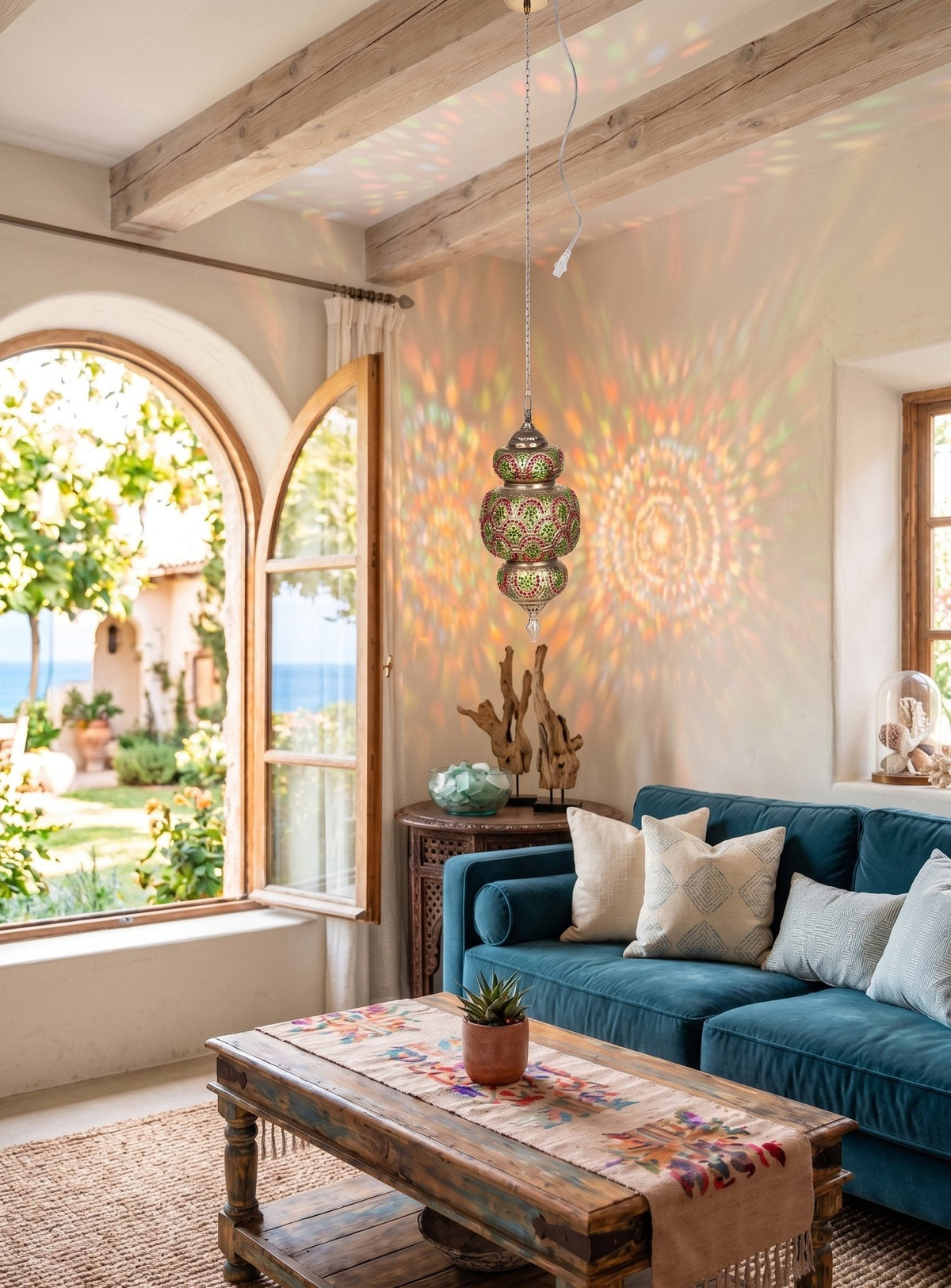 Beaded Filigree Metal Teardrop Pendant Light by Studio Vastu