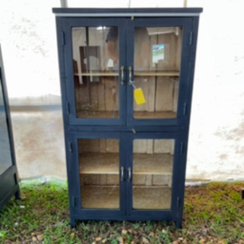 Black and Natural Wood Glass Cabinet by Studio Vastu