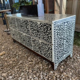 Black and White Floral Resin Inlay Dresser by Studio Vastu