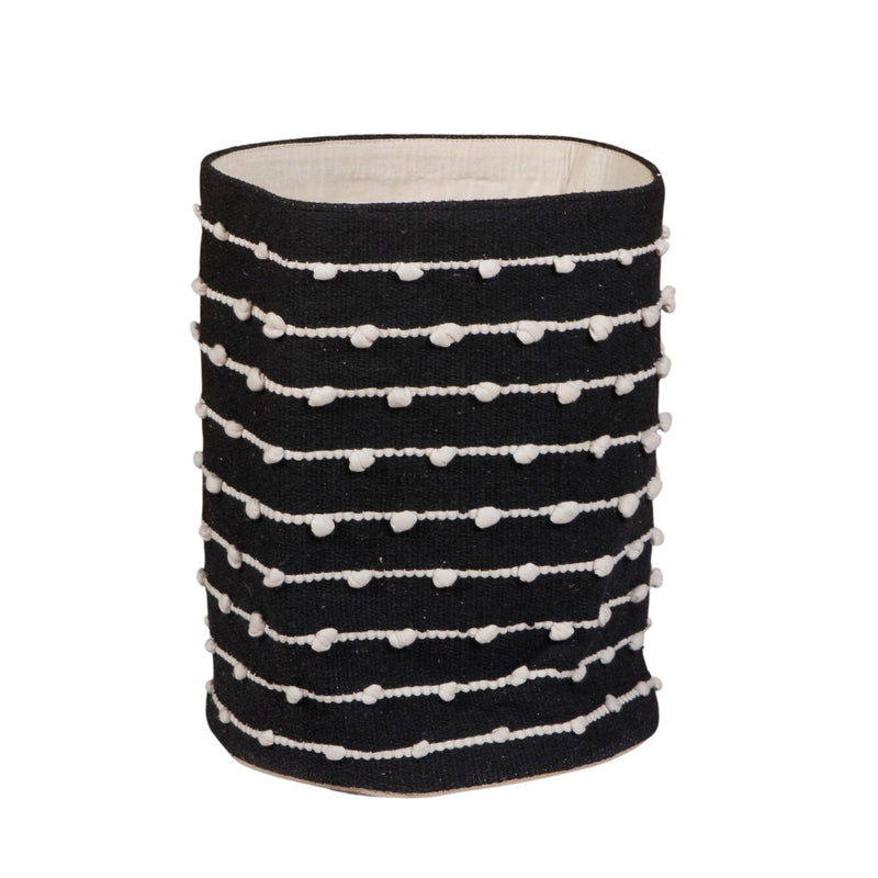 Black & Cream Cotton Knot Weave Basket by Studio Vastu
