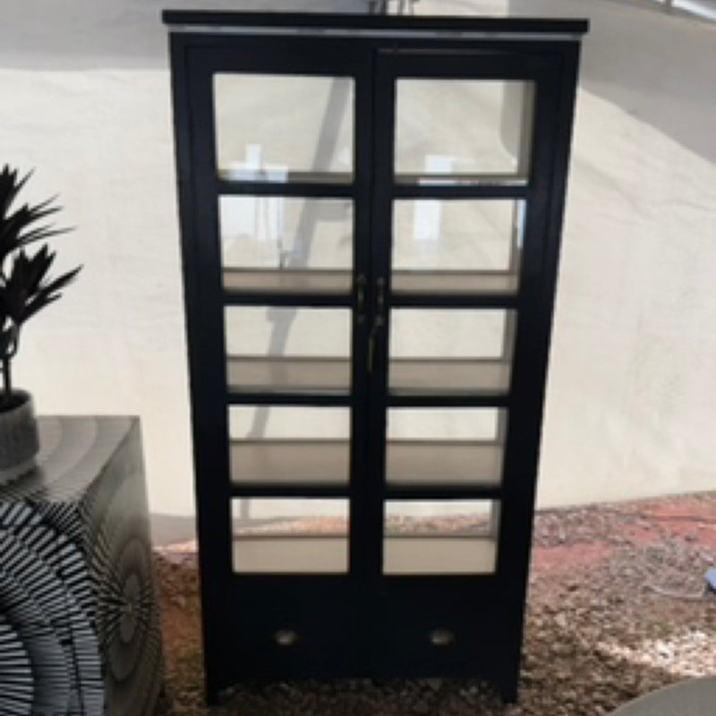 Black Timber Glass Display Cabinet by Studio Vastu