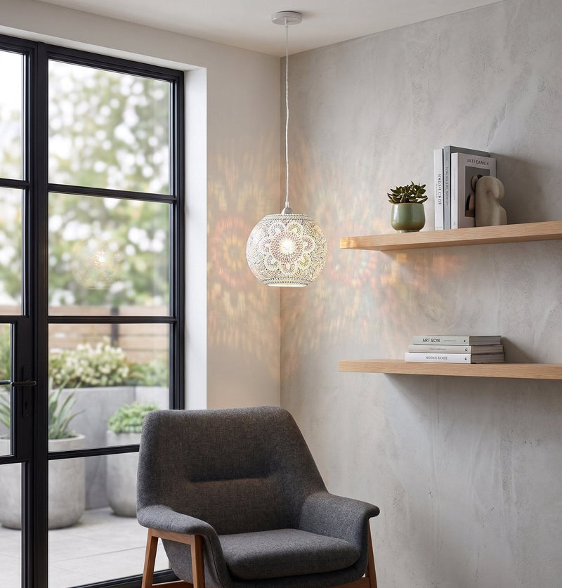 Botanical Leaf Mosaic Glass Globe Light by Studio Vastu