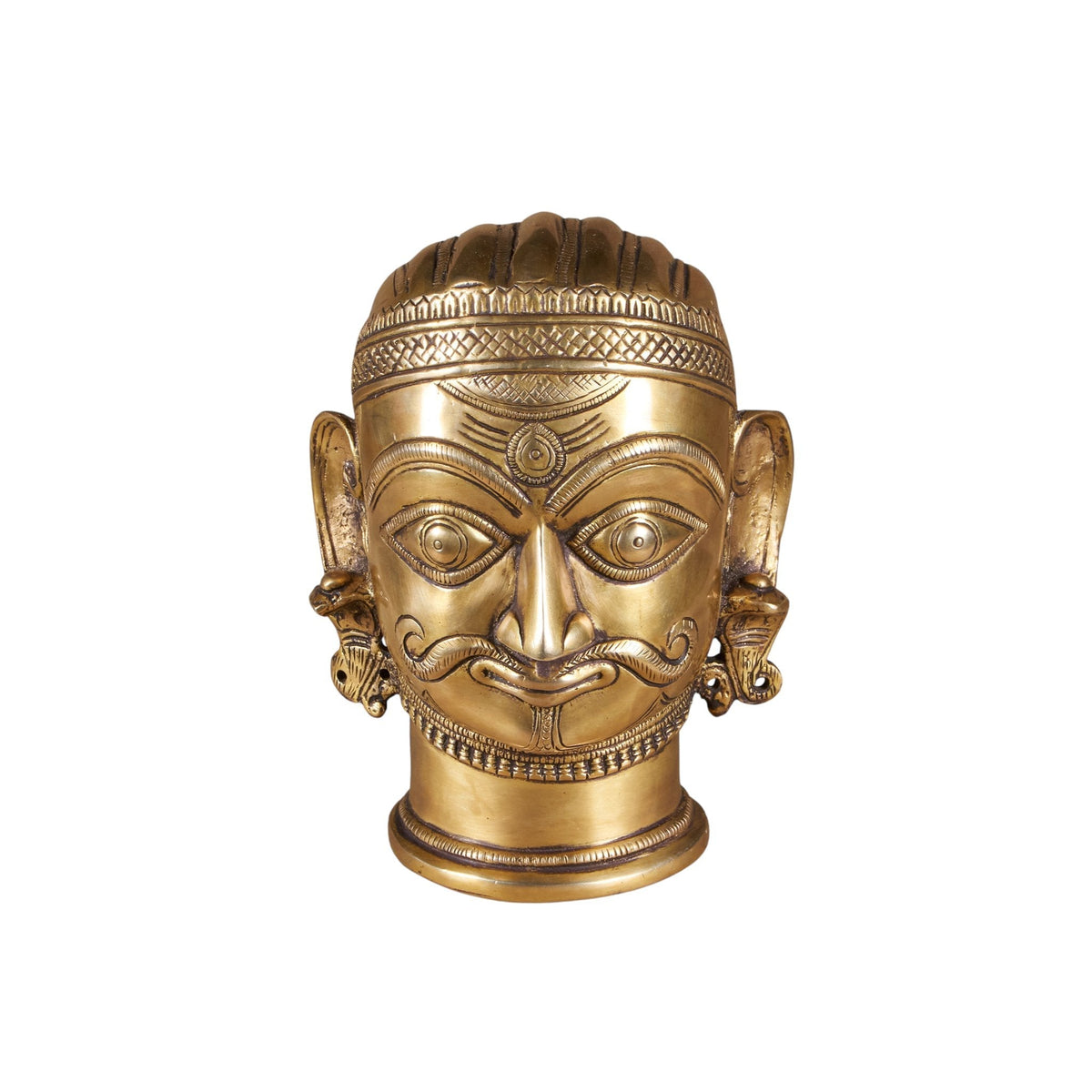 Brass Bhairava Folk Deity Bust by Studio Vastu