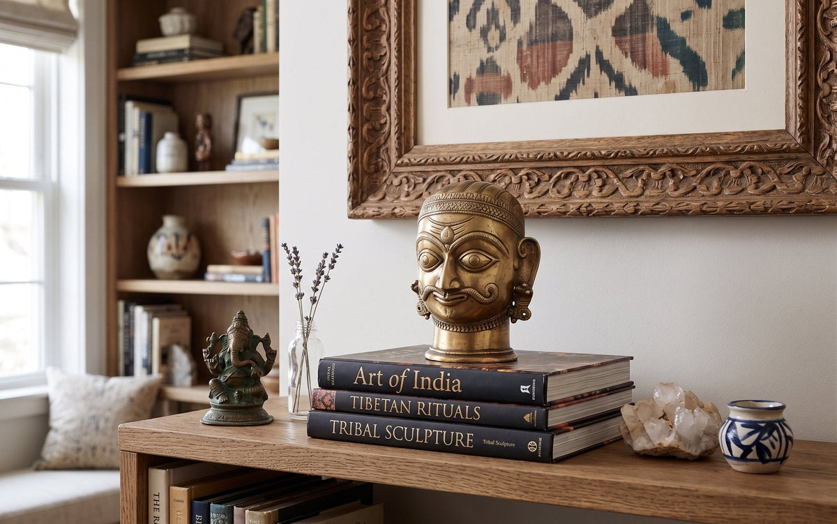 Brass Bhairava Folk Deity Bust by Studio Vastu