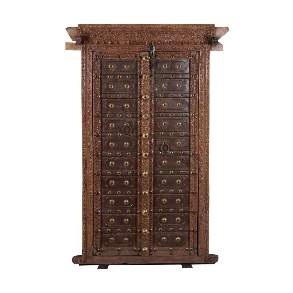 Brass-Studded Hand-Carved Haveli Door by Studio Vastu
