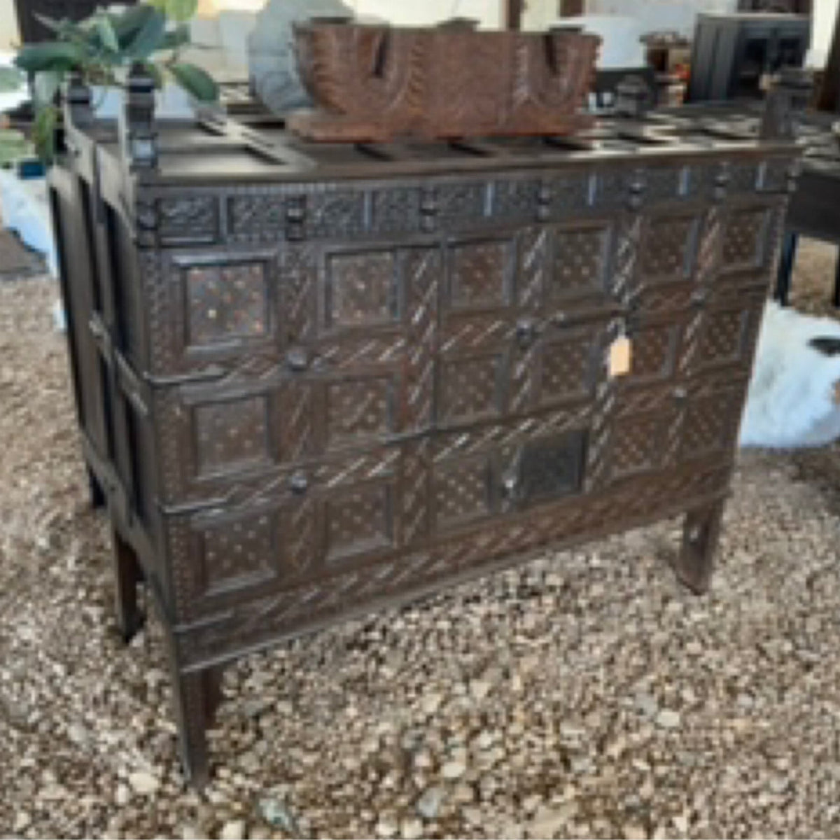 Carved Damchiya Storage Console by Studio Vastu