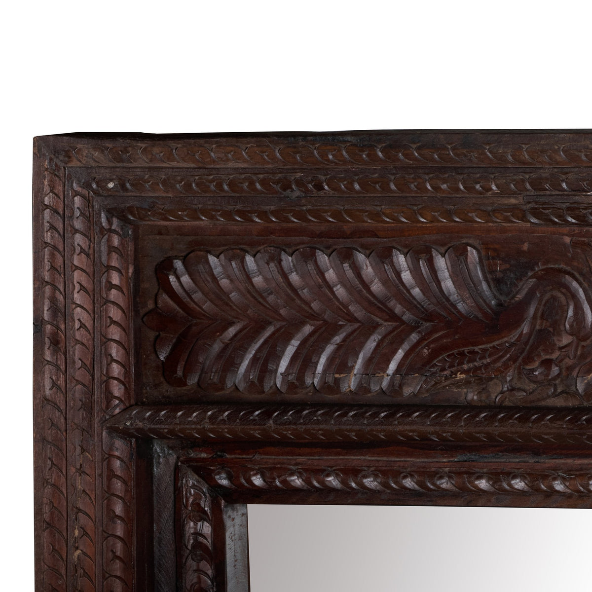 Carved Floral Wood Jharokha Mirror by Studio Vastu